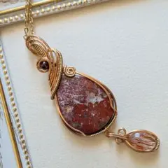 ブルームアゲート&フォリエーテッドマイカinクォーツ❅ワイヤーアートペンダントT