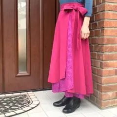 【良好】UNITED TOKYO ラップスカート　1（XS〜M相当）レース　紫系