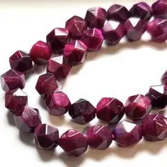 20個 ピンクタイガーアイ 虎目石 天然石ビーズ 8mm多面カット
