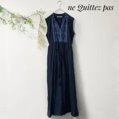 2025SS ヌキテパ カットワーク 刺繍 ロングワンピース タッセル付 S