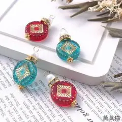 a5214 太陽柄チャーム クリスマスカラー 4個【素材】