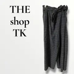 THE shop TK グレー系チェック ワイドパンツ ウエストリボン付き Mのサムネイル