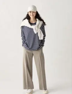 新品　ユニクロ　ブラッシュドジャージーワイドパンツ　S