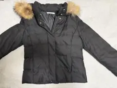 ファー付きショートダウンジャケット黒