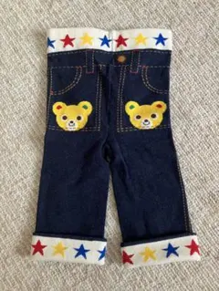 ミキハウス　ベビー　パンツクマ刺繍デニム風90cm