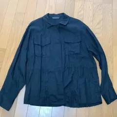 ミズイロインド　コットンリネンシャツ　ウエストシェイプ　ミリタリー　ジャケット