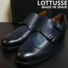 未使用 スペイン製 LOTTUSSE ロトゥセ 型押し ダブルモンクストラップ