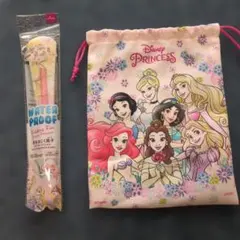 DAISO　ディズニー プリンセス 水をはじく扇子 巾着袋 ２点セットのサムネイル