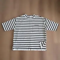 ストライプ柄 半袖Tシャツ ホワイト×ブラック