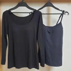 ユニクロ ブラトップ 黒 S ヒートテック(＆エアリズム)