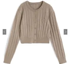 GRL ケーブル編みロゴ刺繍ニットカーディガン(fu276)