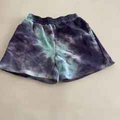 ペアマノン140cmタイダイ柄ハーフパンツ（紫・水色）