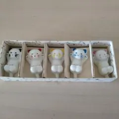 5色鈴ネコ陶器製 箸置き 5個セット