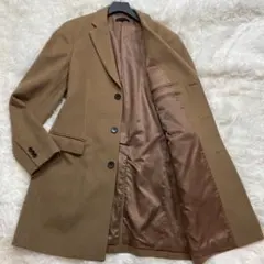 極美品 ユニクロ チェスターコート ロング丈 カシミヤ混 キャメル Lサイズ