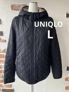 UNIQLO ユニクロ ブラック キルティングジャケット フード付き