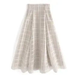 GRL チェック柄シアーフレアスカート[tu1082]