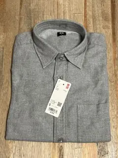 グレー 長袖フランネルシャツ メンズSサイズ