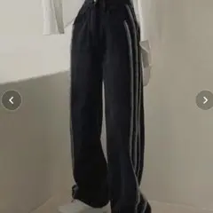 サイドフリンジワイドデニムパンツ