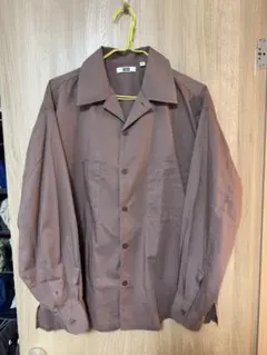 UNIQLO U オープンカラーシャツ ブラウン M