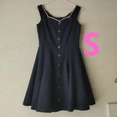 1226ネイビー ボタン付き ワンピースのサムネイル