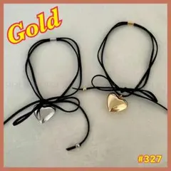 ハート チョーカー ゴールドネックレス 黒 韓国 大ぶり レディース