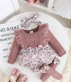 【新品】3点セット♡女の子ロンパース靴下ヘアバンド60cm