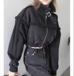 EVRIS デニムボアブルゾン F ジャケット アウター ブラック デニム