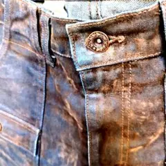日本製、珍しい】The balance 特殊加工 赤錆フロッキーデニムパンツ 