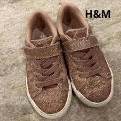 H&M キッズ グリッター スニーカー ピンクゴールド ラメ 17.5cmのサムネイル