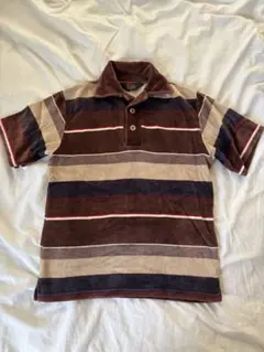 パイル生地ポロシャツ 古着ポロシャツ ボーダーポロシャツ