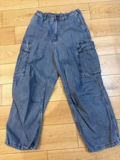 GU デニムスーパーワイドカーゴパンツ