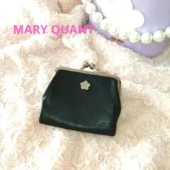 【未使用・極美品】MARY QUANT がま口財布　二つ折り財布　本皮　黒