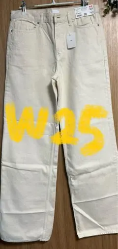 ユニクロ UNIQLOローライズバギージーンズ ナチュラル デニム　丈長め 25