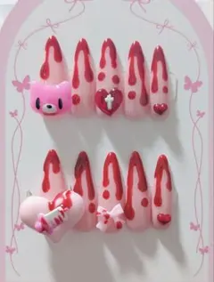 ❤︎現品❤︎ グルーミー 血みどろ ピンク 地雷 ネイルチップ