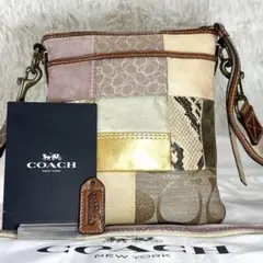 ✨美品✨COACH ショルダーバッグ ハラコ パッチワーク マルチカラー