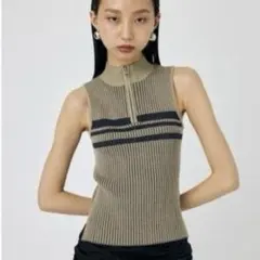 MOUSY - モックネックハーフジップトップス