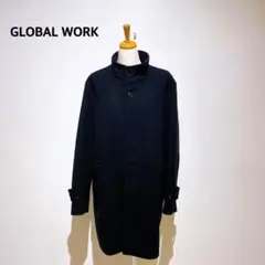 GLOBAL WORK ネイビー ステンカラーコート　L
