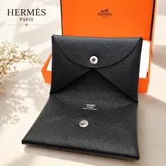 新品未使用】エルメスカルヴィデュオ財布名刺ブラック希少シェーヴル 