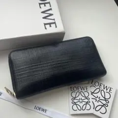 ✨人気✨ロエベ 長財布 リネン アナグラム ブラック ラウンドジップ