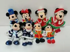クリスマス ミッキー ミニー ぬいぐるみバッジ　ストラップ　8体