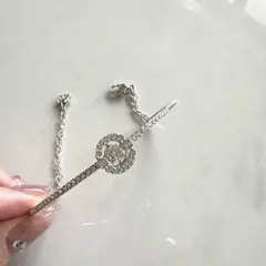 SWAROVSKI シルバーブレスレット バングル スワンチャーム付き