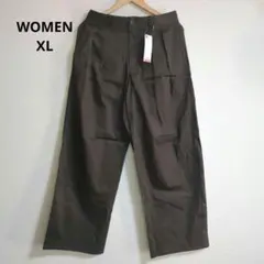 【新品未使用】GU インタックワイドパンツ ブラウン 茶色 WOMEN XL