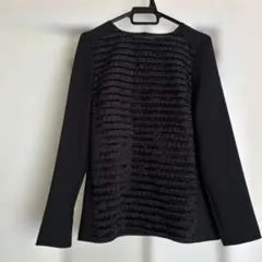 beams 黒のリブ編み長袖トップスのサムネイル