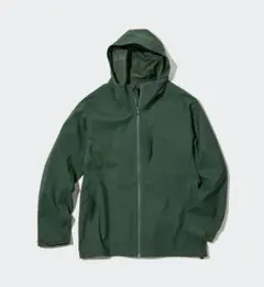 ユニクロ　ブロックテックパーカー　3Dカット　グリーン　オリーブ　テック系　山
