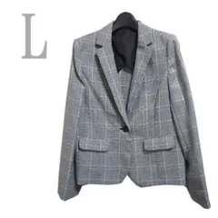 ●新品/ジャケット/グレー系/L/千鳥格子/レディース●い0433