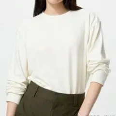 ソフトニットフリースクルーネックT Mサイズ OFF WHITE