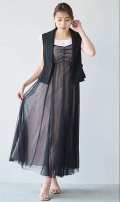 美品✨LILLIANCARAT リリアンカラット　キャミワンピース　チュール