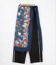 イズスカラー is ScoLar 562224花柄シフォン×花柄生地3D風パンツ