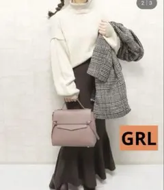 美品　グレイル　ヘリンボーンハイネックショート丈ニットトップス