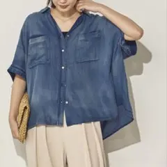 【数量限定SALE】テンセルデニムオーバーシャツ／ネイビー